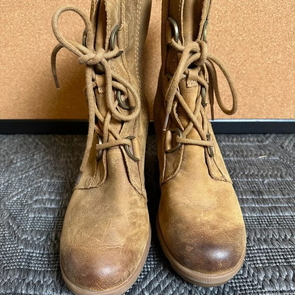 Sorel Joan of Arctic Wedge II Leather Boots in Brown Leather Size 8 - Picture 2 of 8